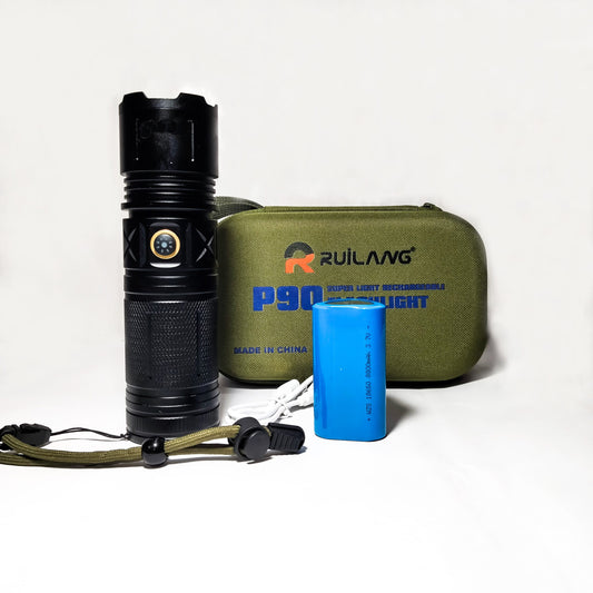 Ruilang P90 Imported LED Flashlight Rechargeable 1KM Light Range