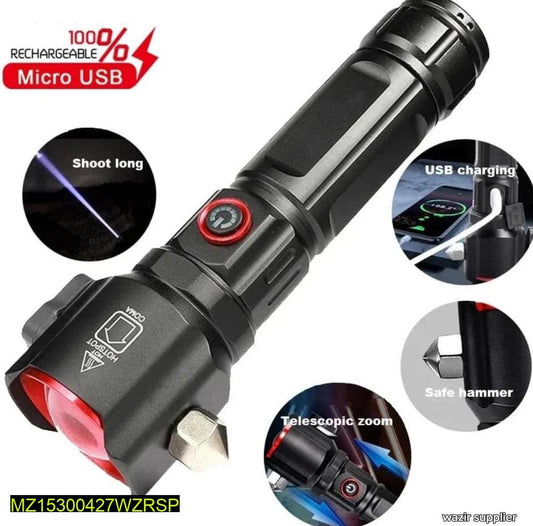 Original Imported Flashlight RL2210 – 1KM Range | 8000mAh Powerbank | Multifunctional with Cutter & Hammer